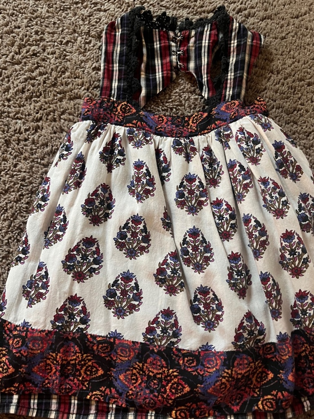Jak & Peppar Toddler Dixie Mabel Top Tunic Floral Plaid Size 4